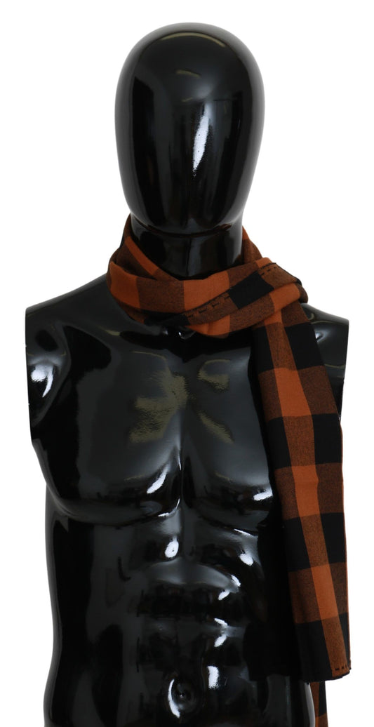 Costume National Orange Check Neck Wrap Shawl Scarf Costume National