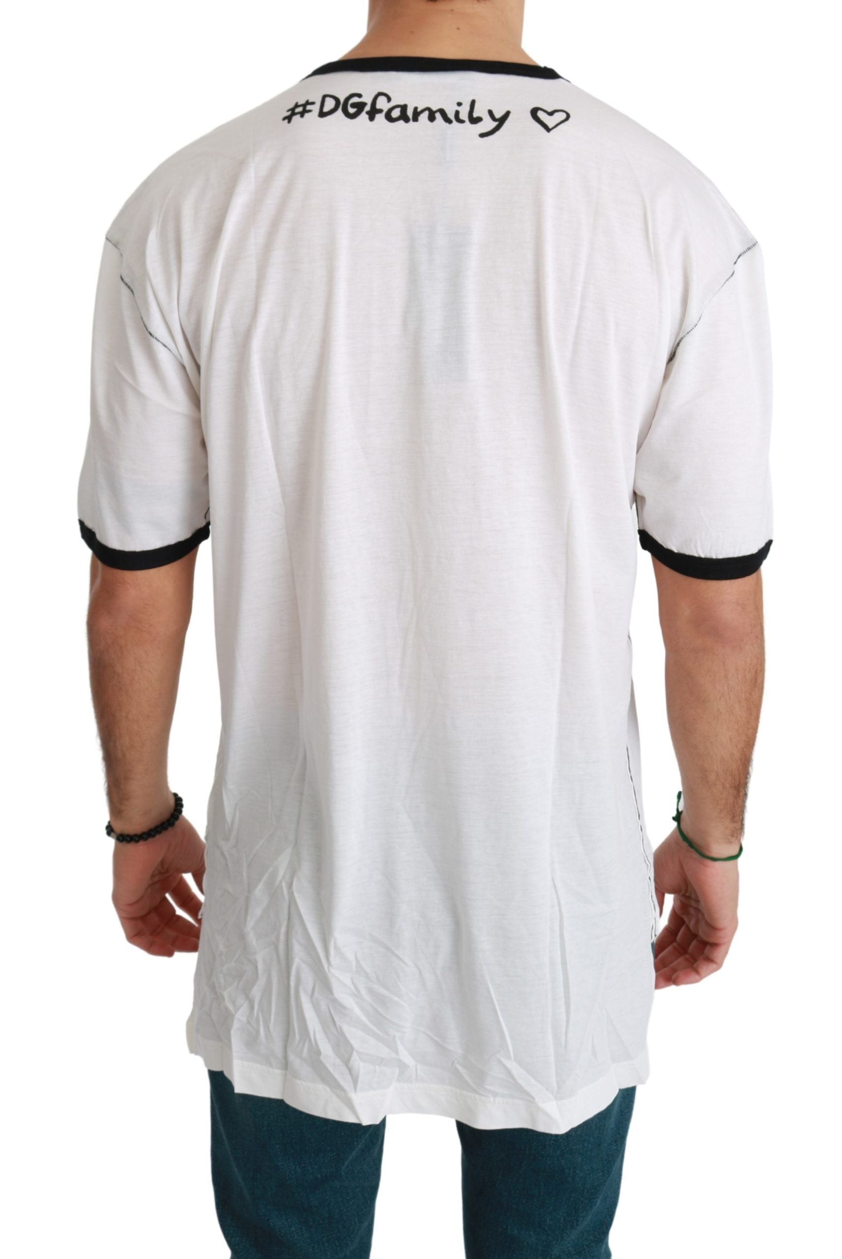 Dolce & Gabbana White Men Print #dgfamily Cotton T-shirt Dolce & Gabbana