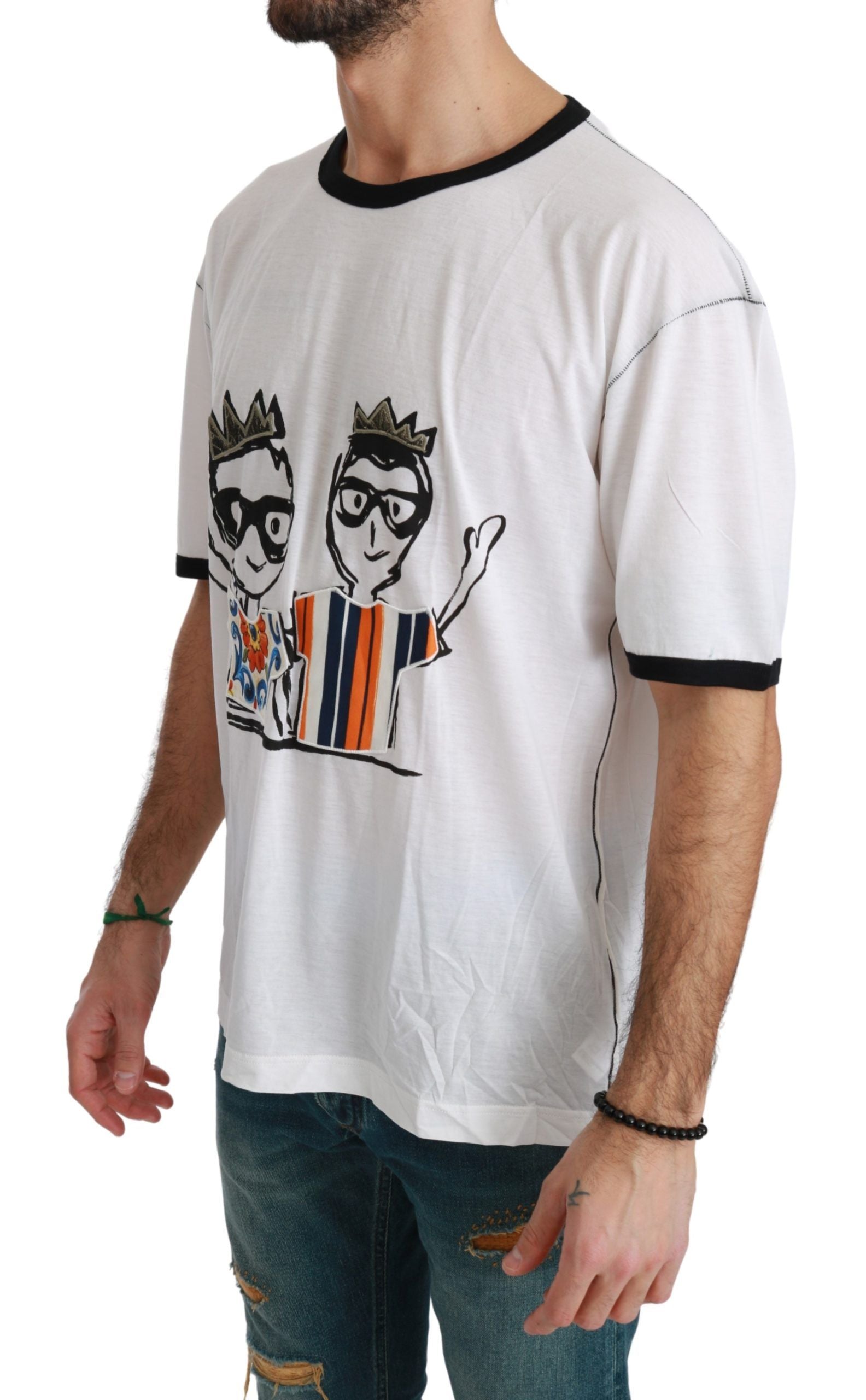 Dolce & Gabbana White Men Print #dgfamily Cotton T-shirt Dolce & Gabbana