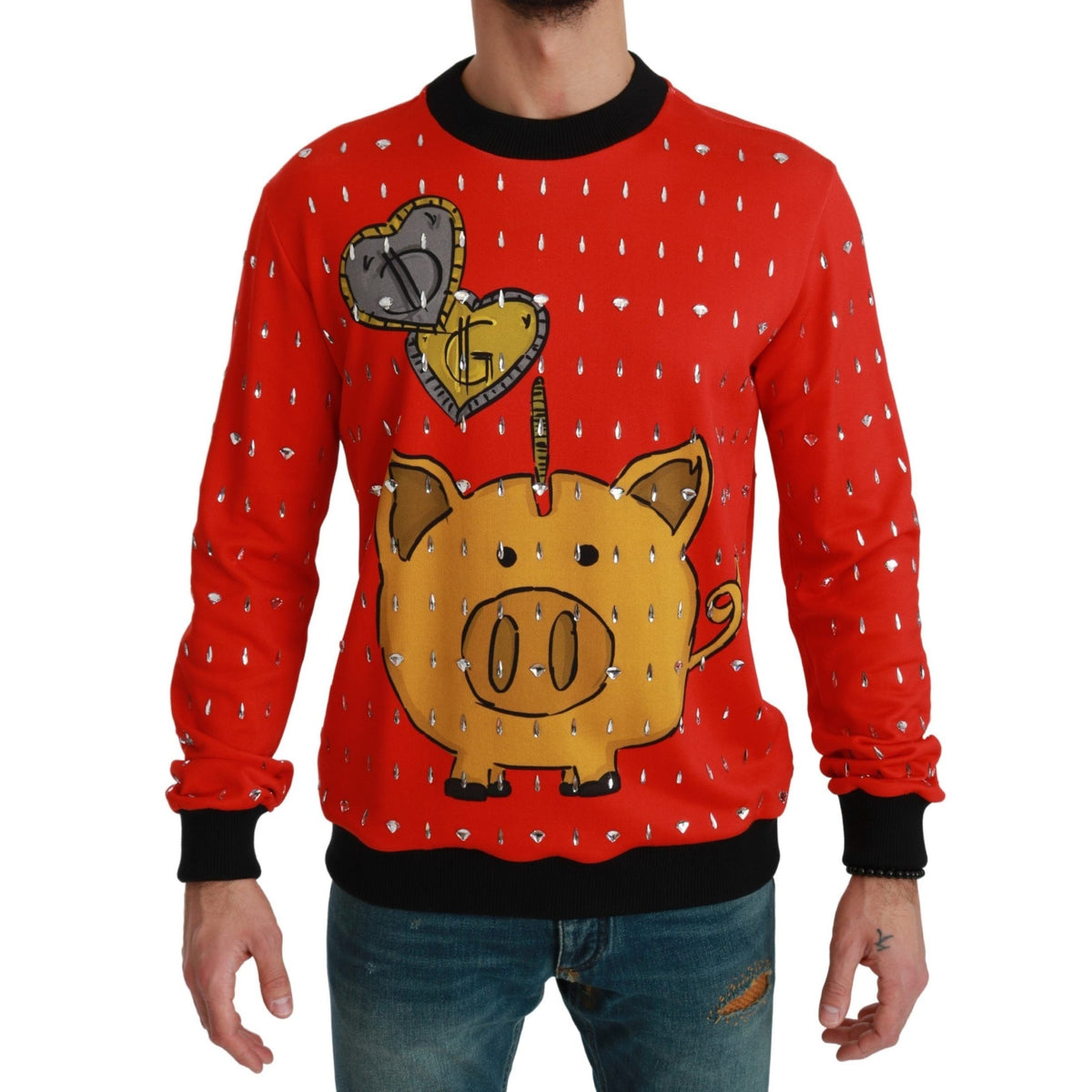 Dolce & Gabbana Red Crystal Pig of the Year Sweater