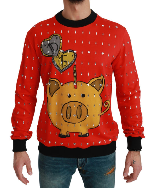 Dolce & Gabbana Red Crystal Pig of the Year Sweater Dolce & Gabbana