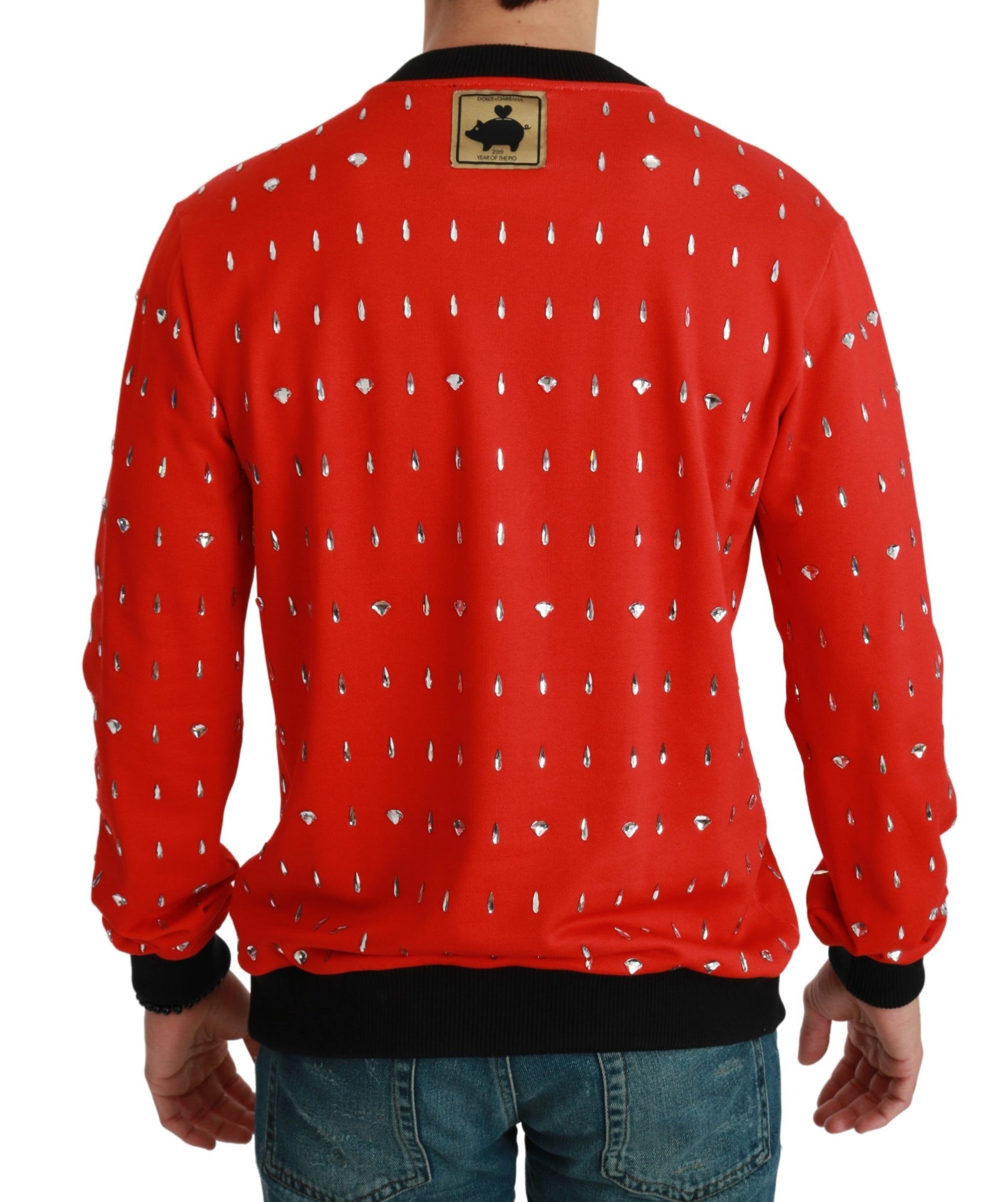Dolce & Gabbana Red Crystal Pig of the Year Sweater Dolce & Gabbana