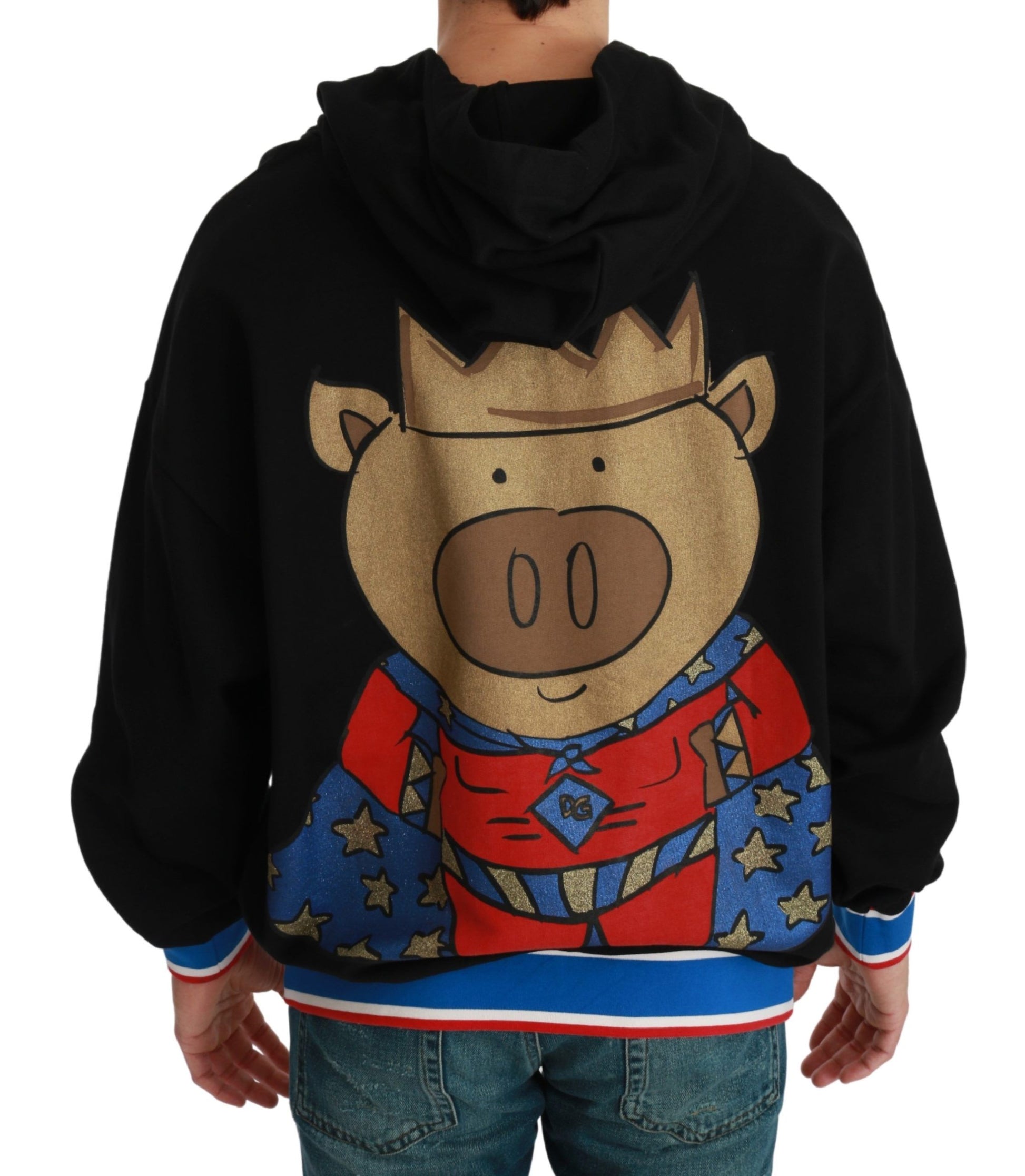 Dolce & Gabbana Black Sweater Pig of the Year Hooded Dolce & Gabbana