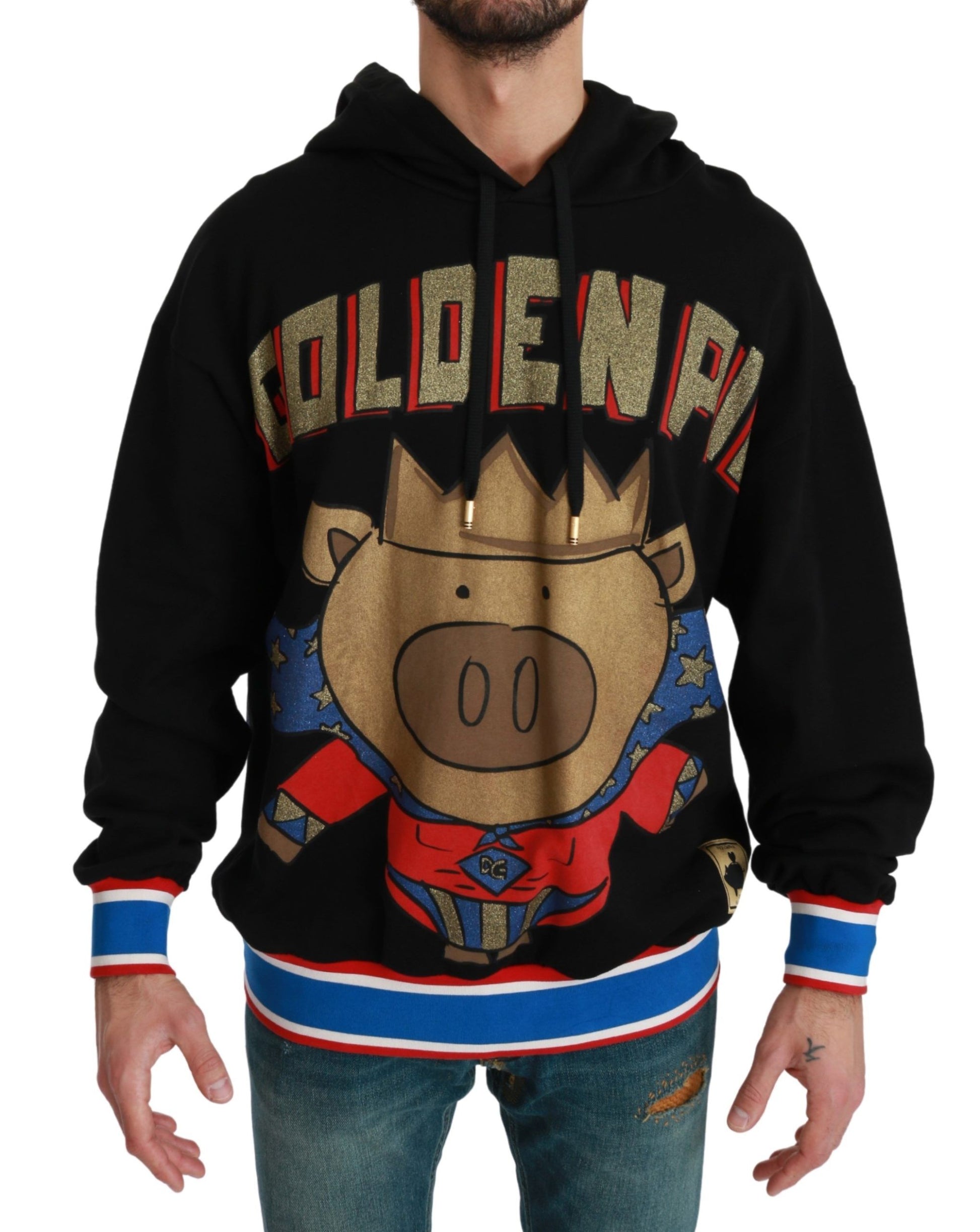 Dolce & Gabbana Black Sweater Pig of the Year Hooded Dolce & Gabbana