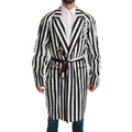 Dolce & Gabbana Black Coat Nightgown White Cotton Robe