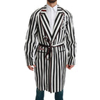 Dolce & Gabbana Black Coat Nightgown White Cotton Robe