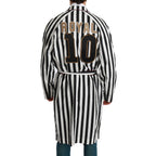 Dolce & Gabbana Black Coat Nightgown White Cotton Robe