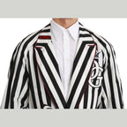 Dolce & Gabbana Black Coat Nightgown White Cotton Robe