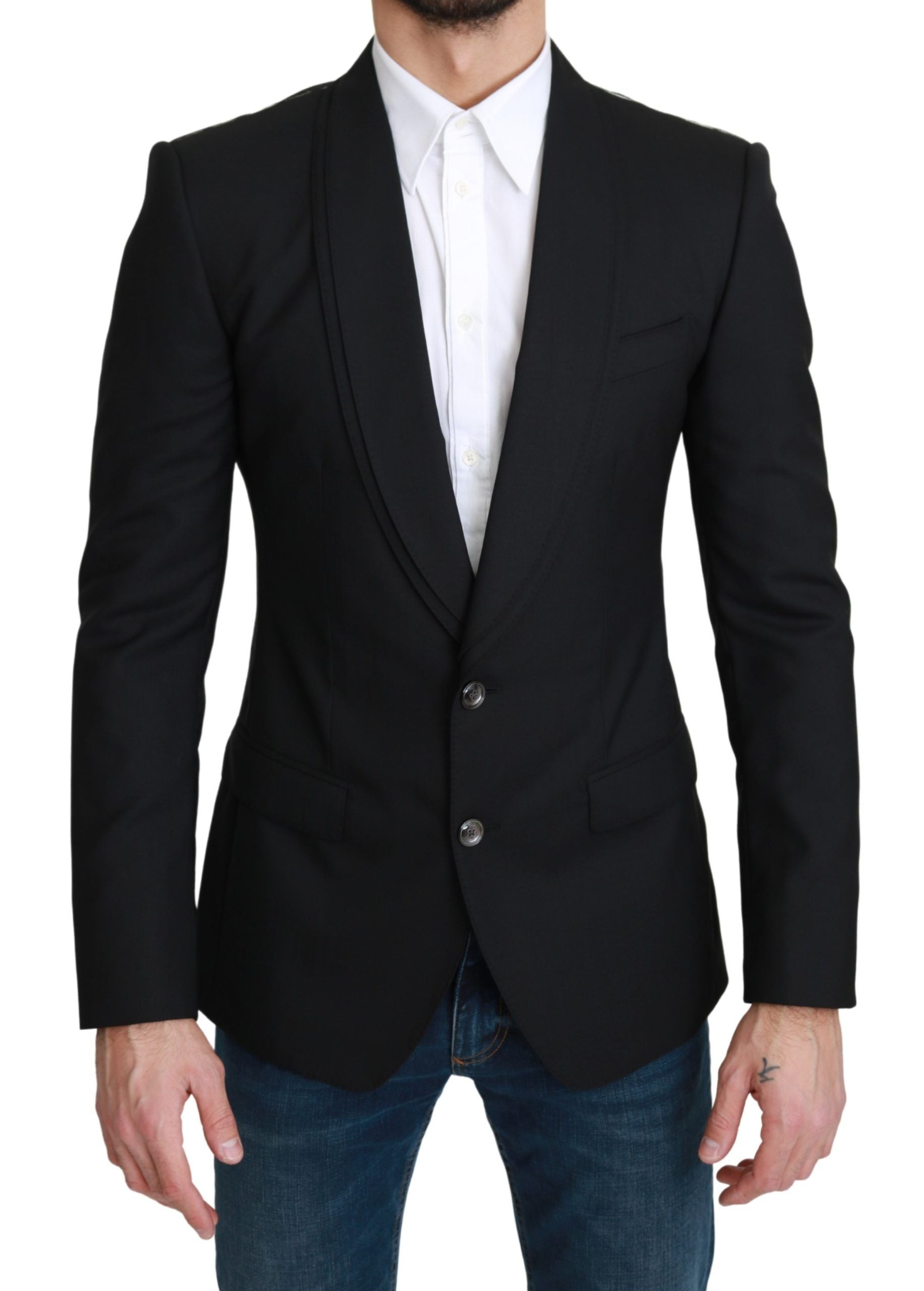 Dolce & Gabbana Black Single Breasted Formal Wool Blazer Dolce & Gabbana