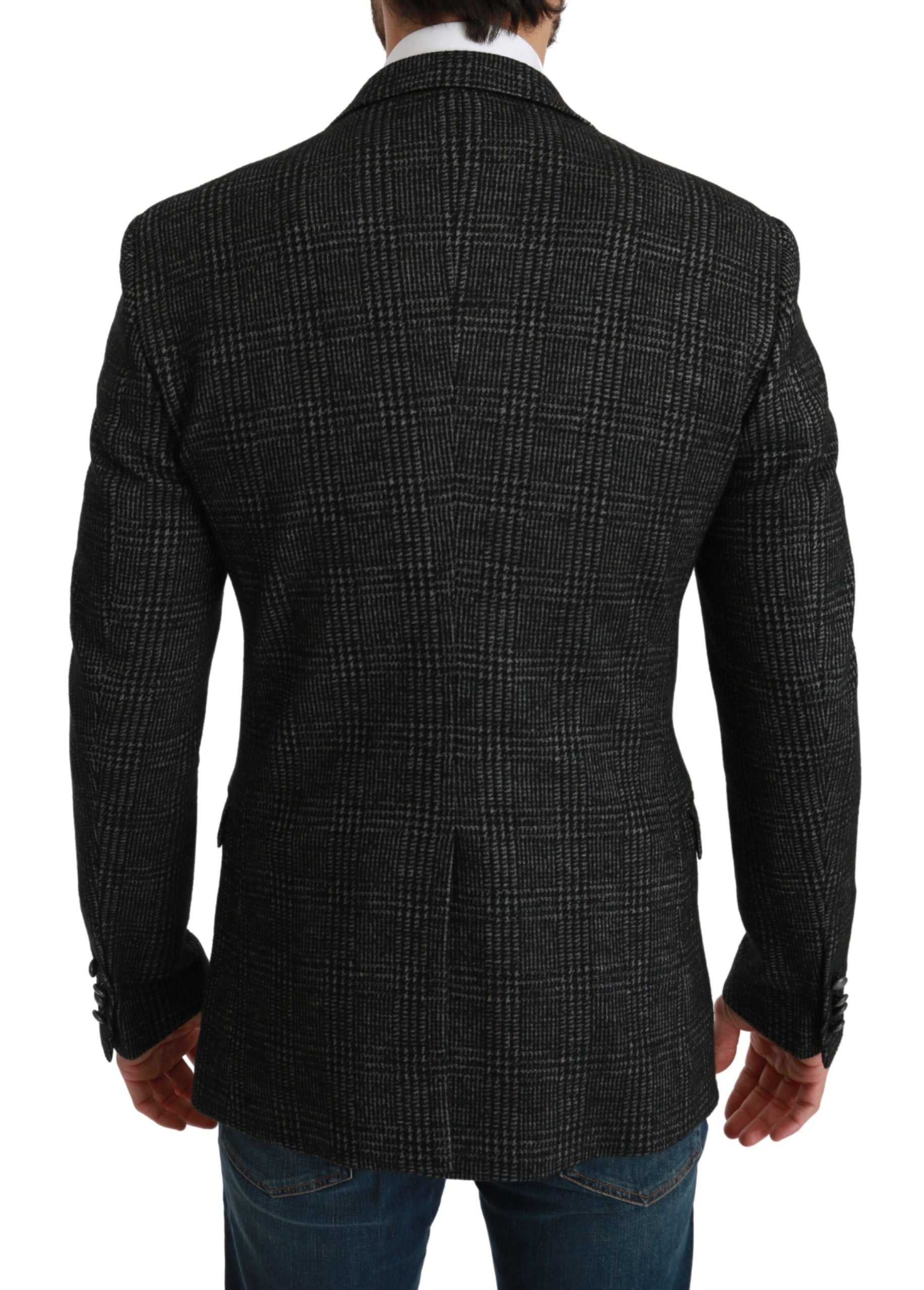 Dolce & Gabbana Gray Plaid Check Slim Fit Jacket Blazer Dolce & Gabbana