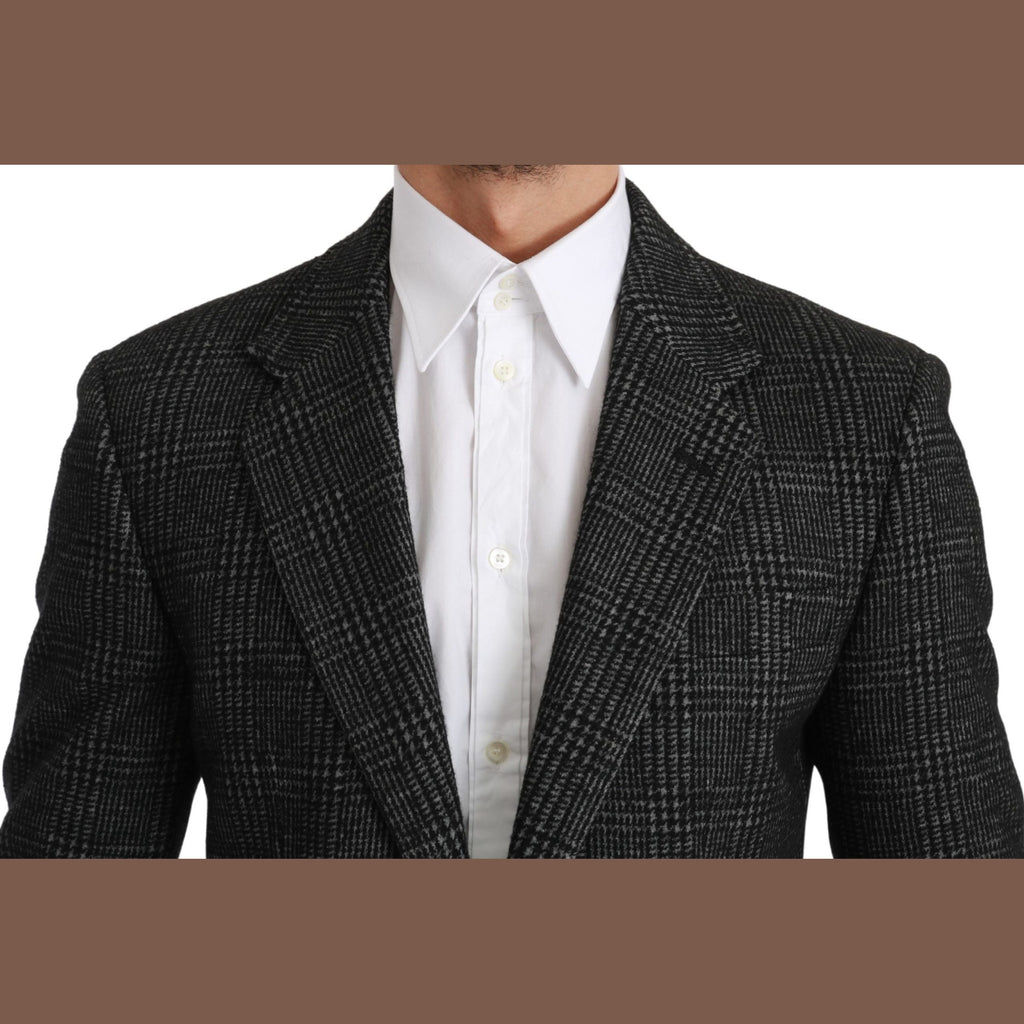 Dolce & Gabbana Gray Plaid Check Slim Fit Jacket Blazer