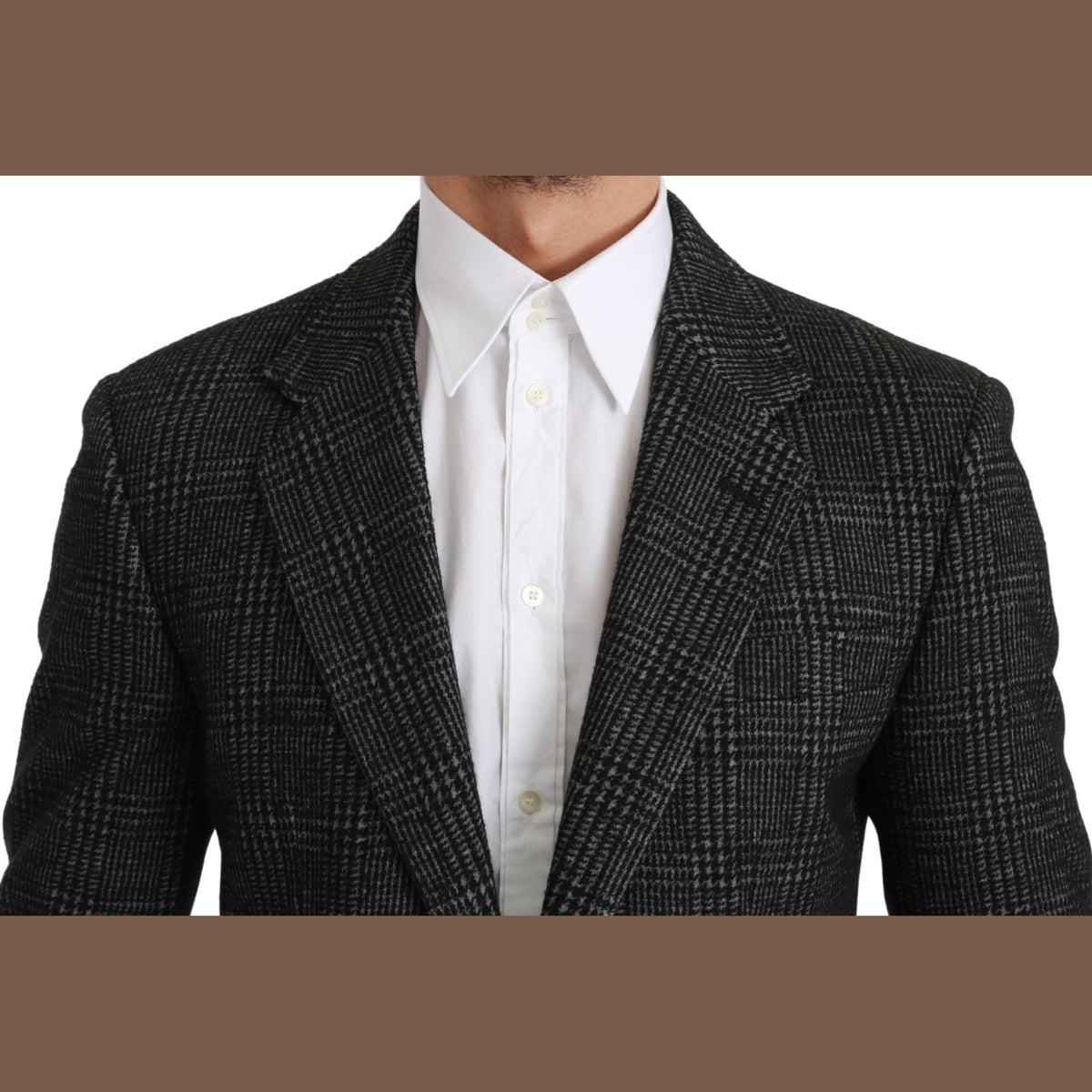 Dolce & Gabbana Gray Plaid Check Slim Fit Jacket Blazer