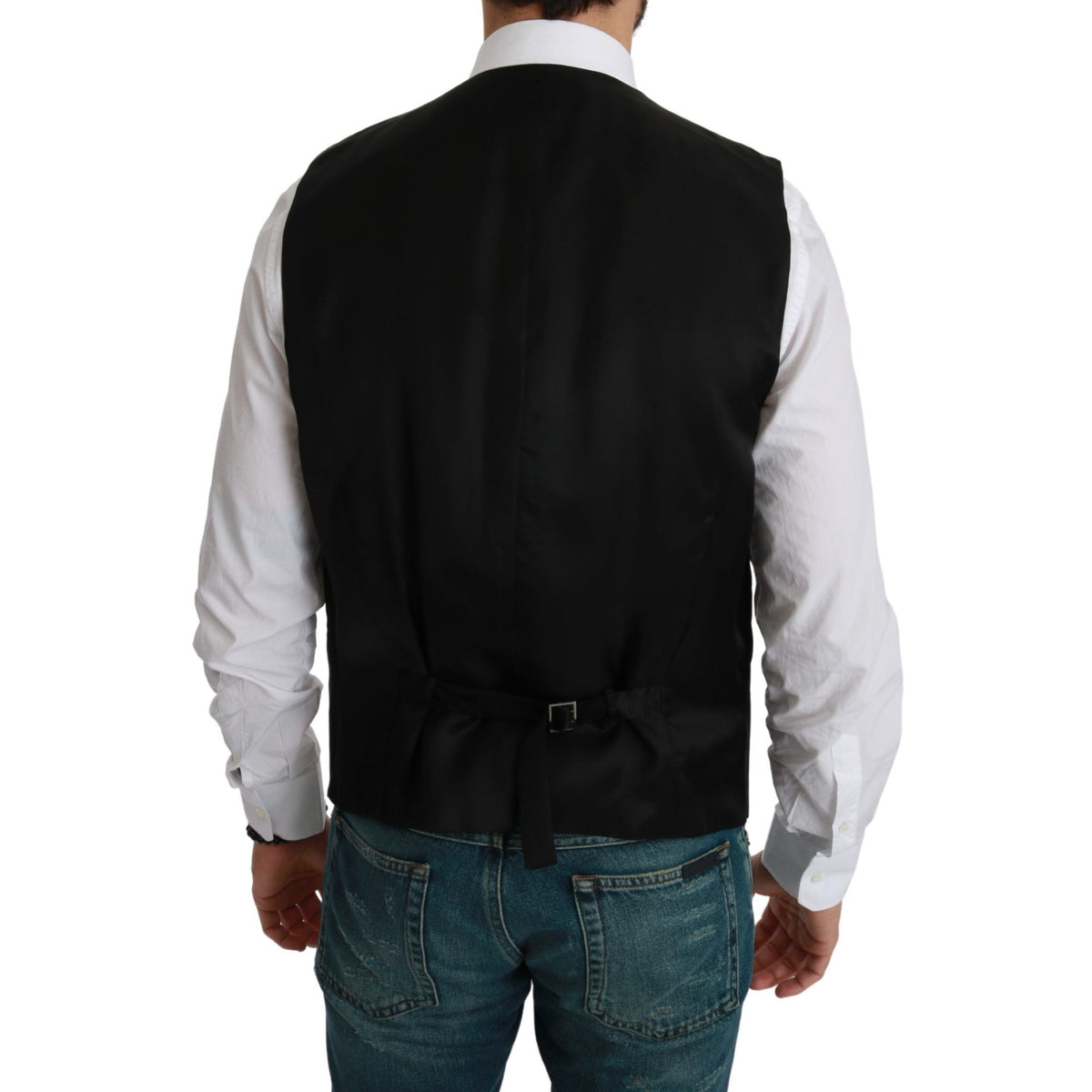Dolce & Gabbana White Black Stripes Waistcoat Formal Vest