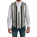 Dolce & Gabbana White Black Stripes Waistcoat Formal Vest