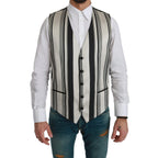 Dolce & Gabbana White Black Stripes Waistcoat Formal Vest