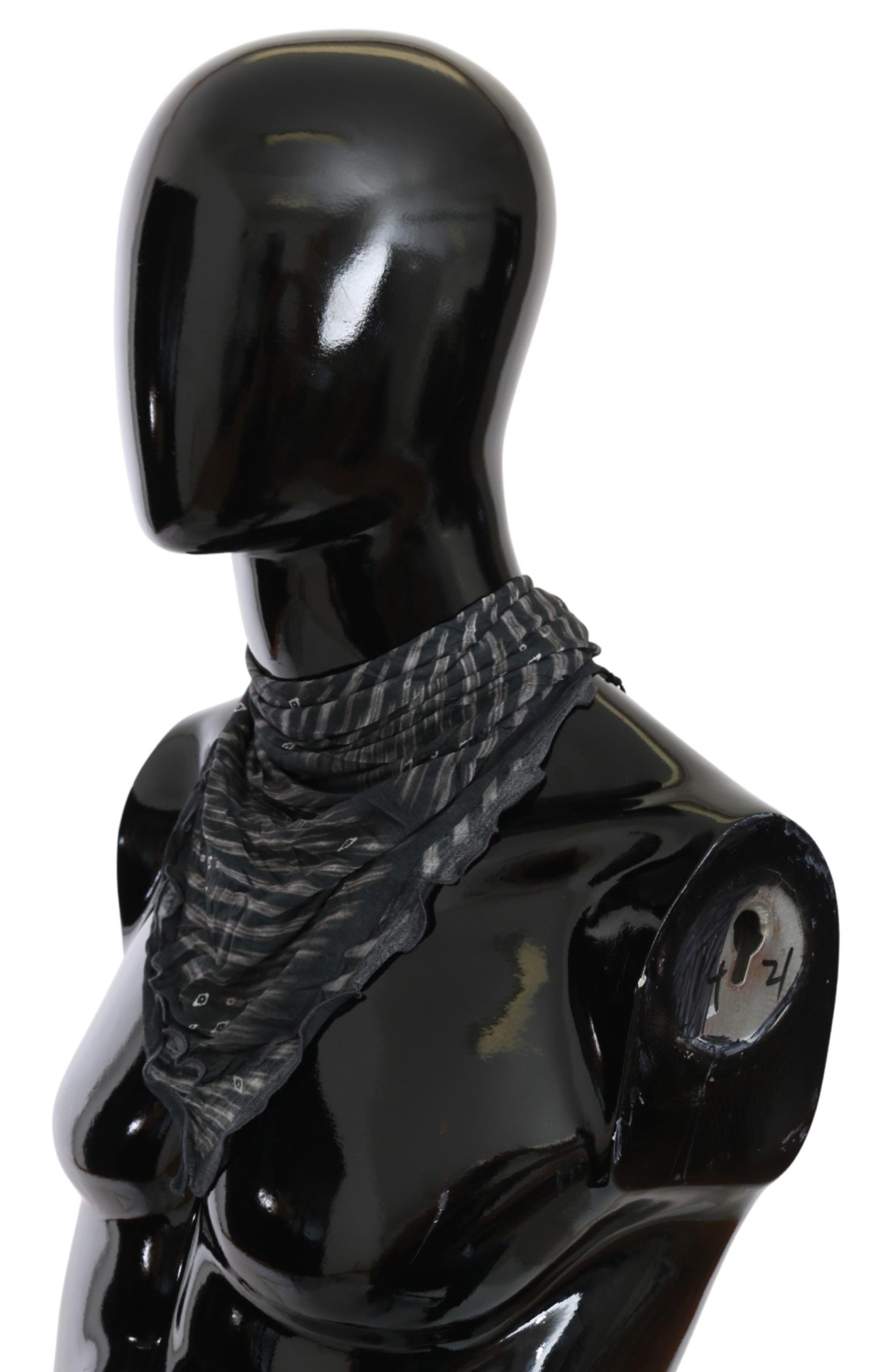 Costume National Black Gray Viscose Foulard Branded Scarf Costume National