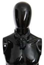 Costume National Black Gray Viscose Foulard Branded Scarf