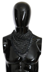 Costume National Black Gray Viscose Foulard Branded Scarf