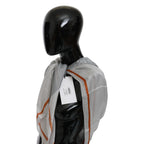 Costume National Gray Orange Silk Floral Foulard Wrap Scarf