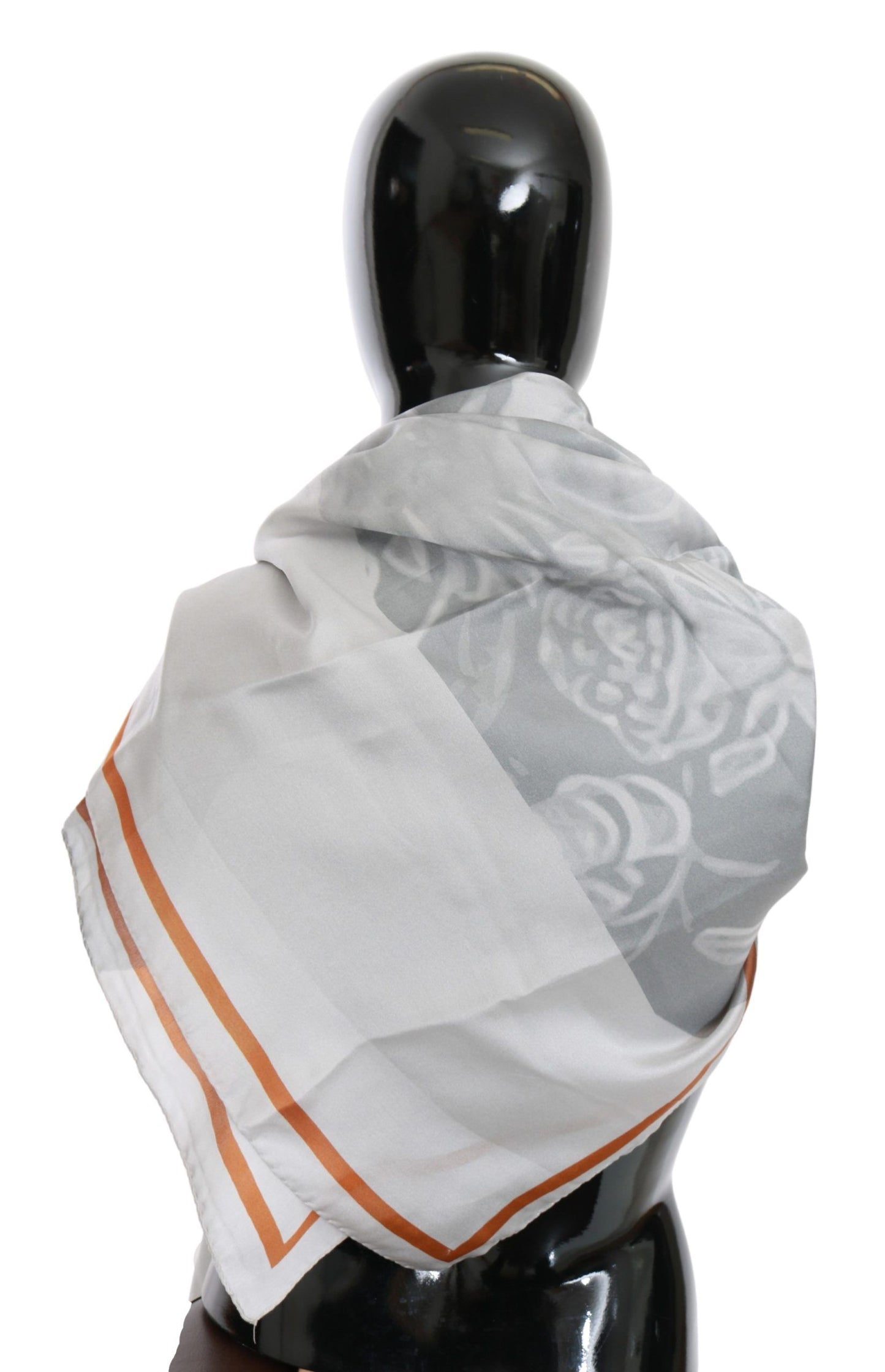 Costume National Gray Red Silk Shawl Foulard Wrap Scarf Costume National