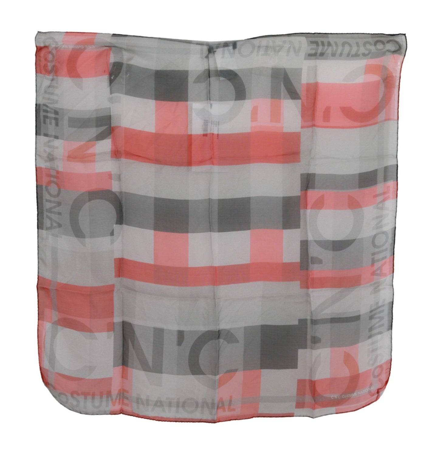 Costume National Red 100% Silk Branded Gray Scarf Costume National