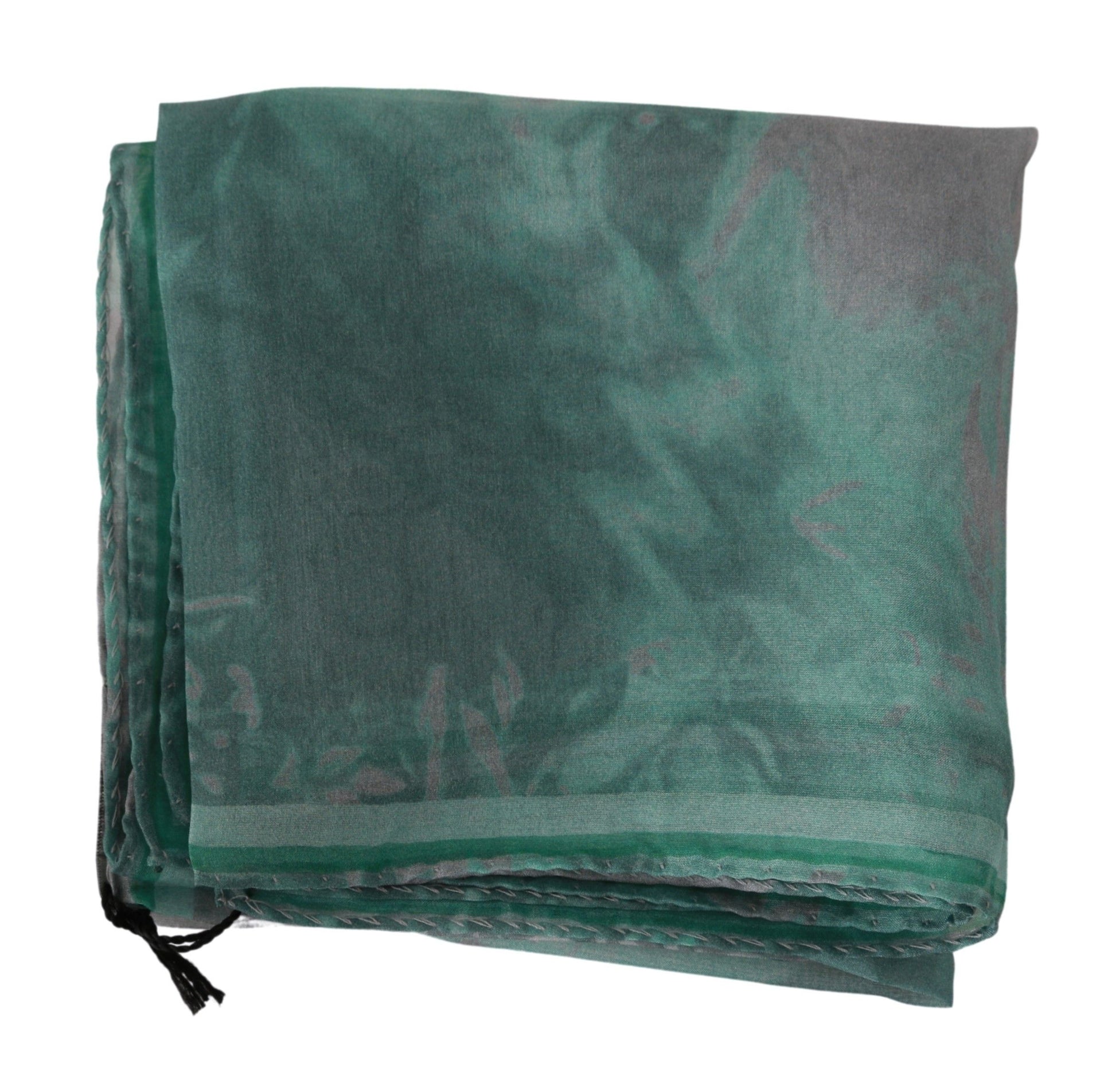 Costume National Green Silk Shawl Foulard Wrap Scarf Costume National