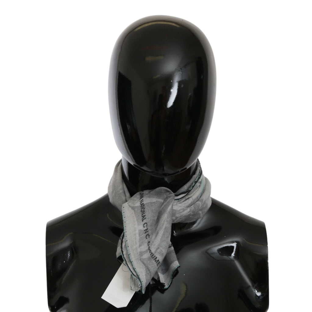 Costume National Gray Silk Shawl Foulard Wrap Scarf