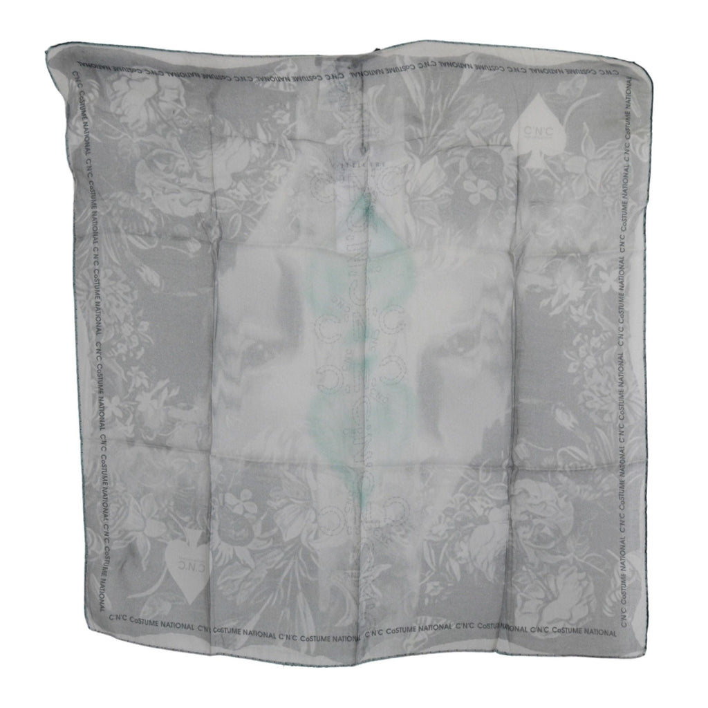 Costume National Gray Silk Shawl Foulard Wrap Scarf