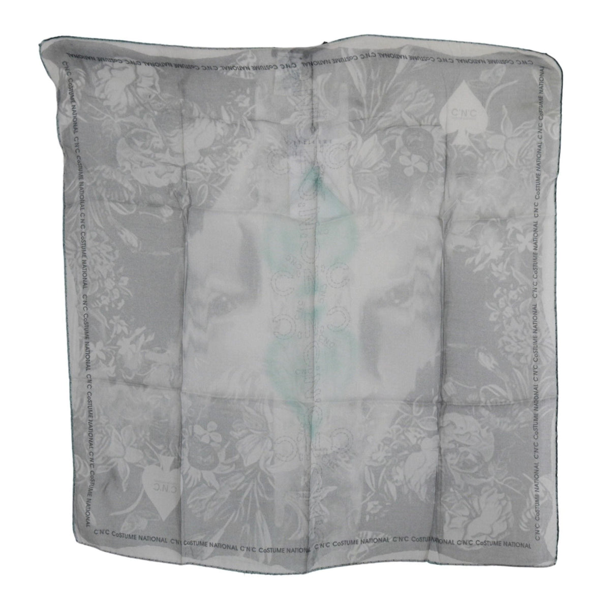 Costume National Gray Silk Shawl Foulard Wrap Scarf