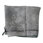 Costume National Gray Silk Shawl Foulard Wrap Scarf