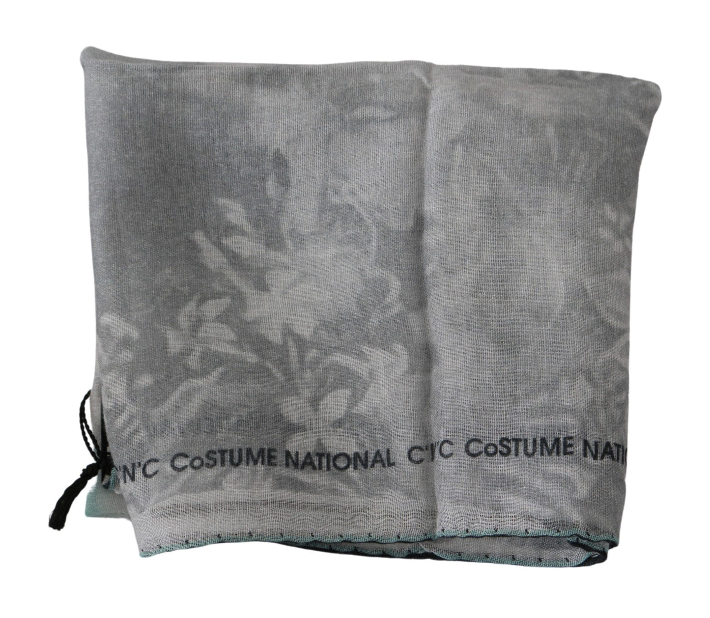 Costume National Gray Silk Shawl Foulard Wrap Scarf Costume National