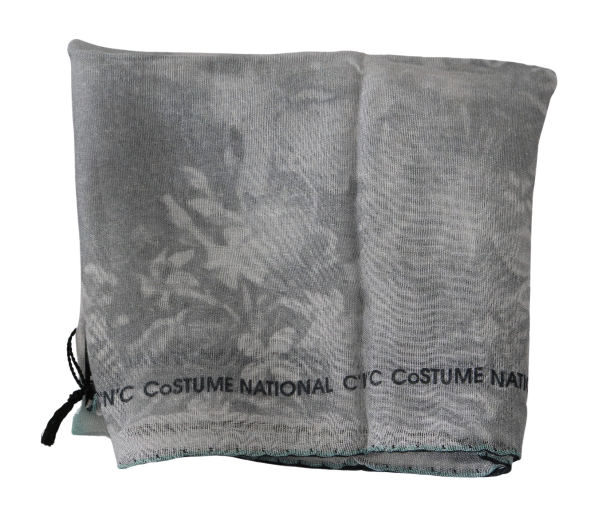 Costume National Gray Silk Shawl Foulard Wrap Scarf Costume National