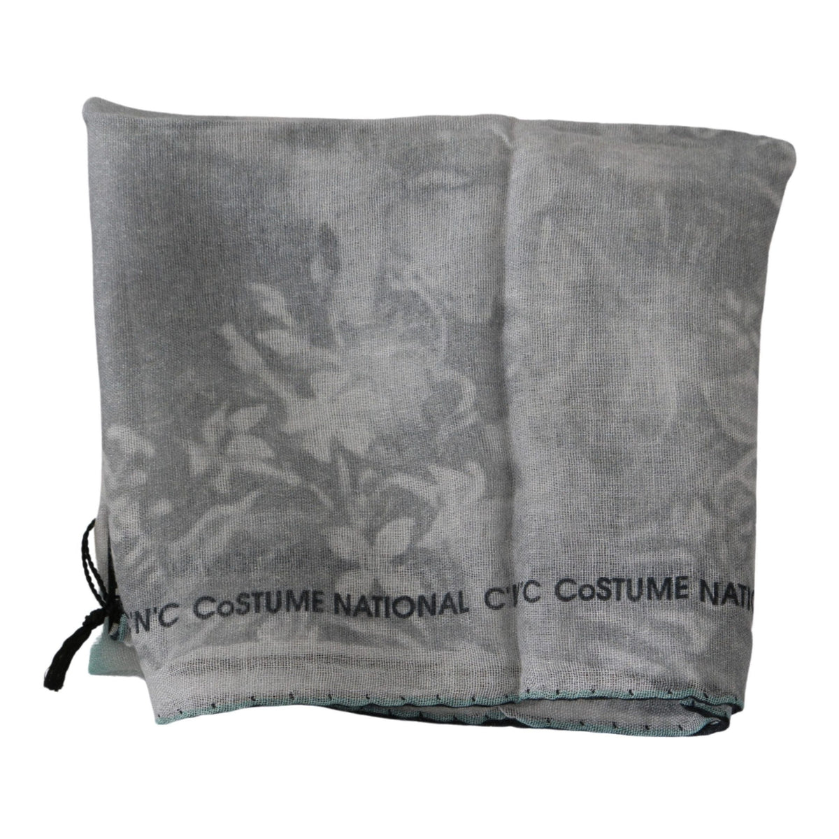 Costume National Gray Silk Shawl Foulard Wrap Scarf