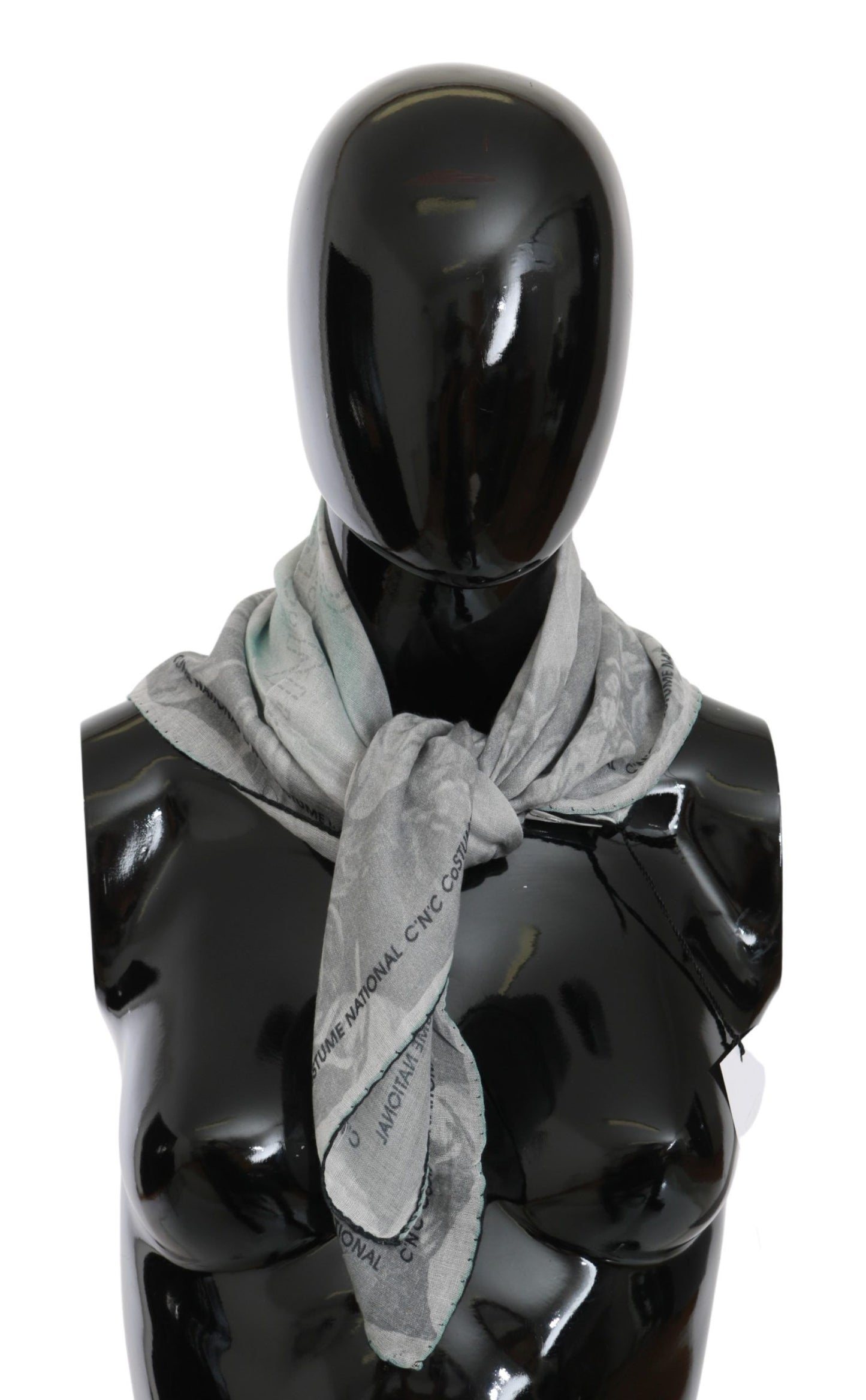 Costume National Gray Silk Shawl Foulard Wrap Scarf Costume National