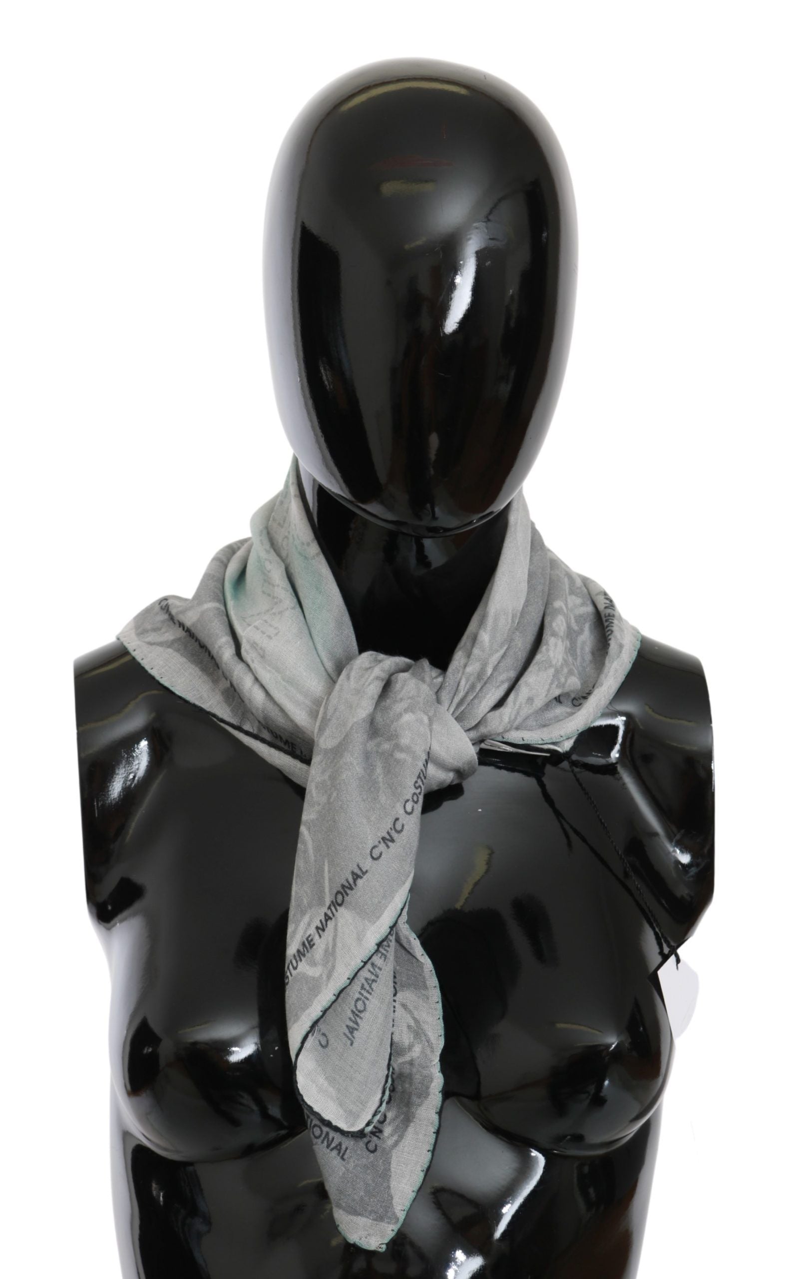 Costume National Gray Silk Shawl Foulard Wrap Scarf Costume National