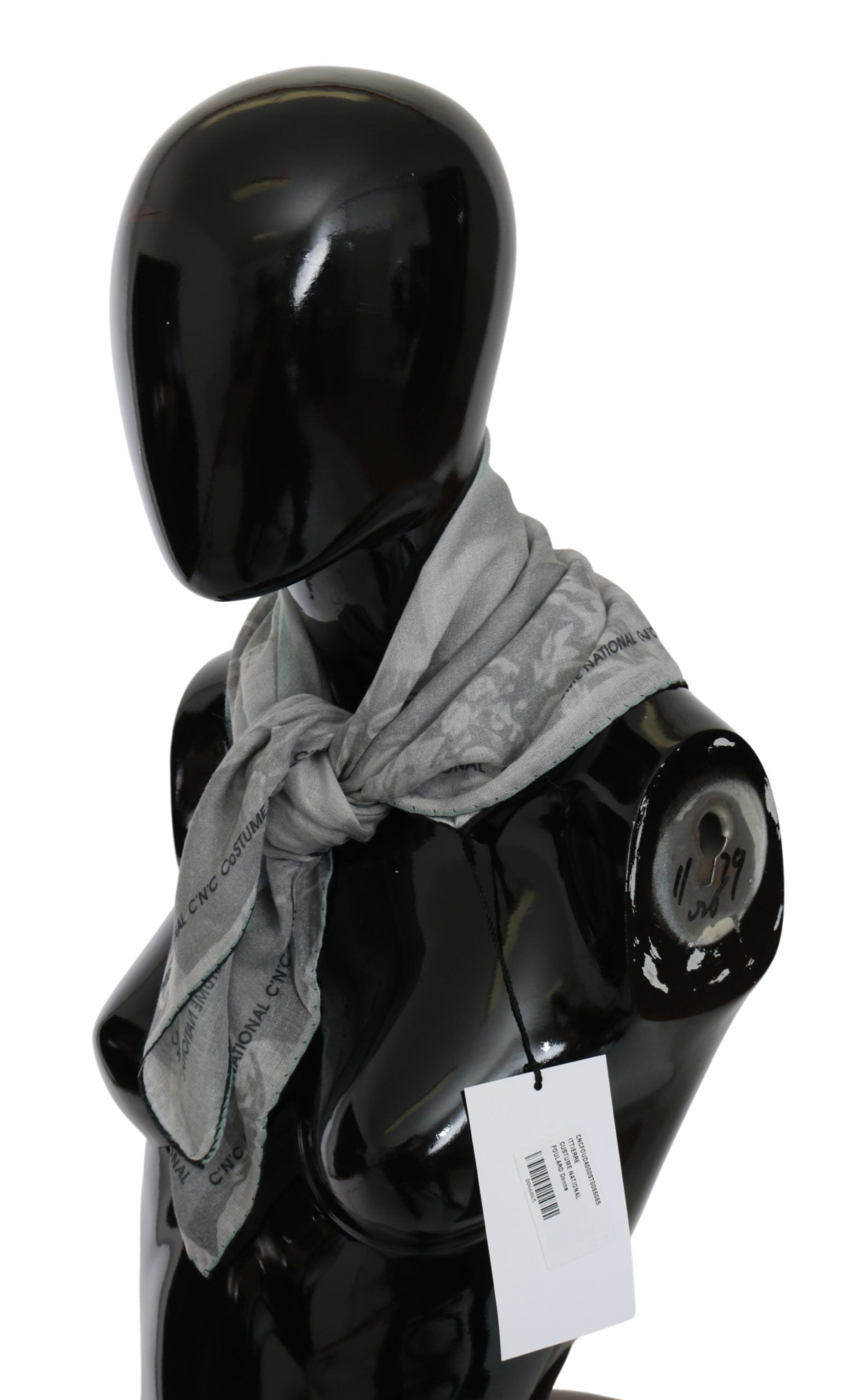 Costume National Gray Silk Shawl Foulard Wrap Scarf Costume National