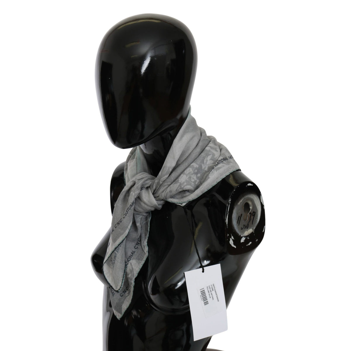 Costume National Gray Silk Shawl Foulard Wrap Scarf