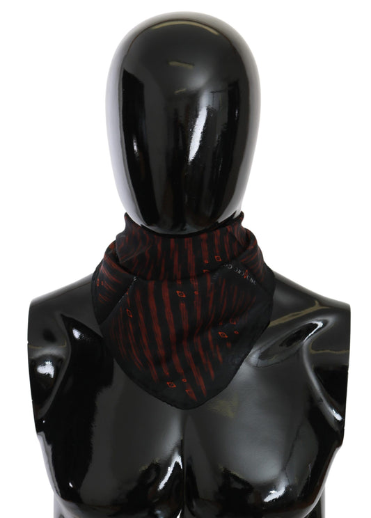 Costume National Black Orange 100% Silk Branded Scarf Costume National