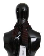 Costume National Black Orange 100% Silk Branded Scarf