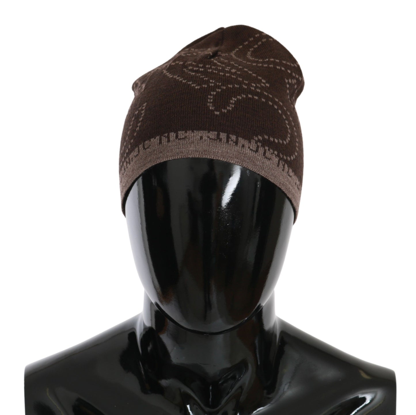 Costume National Beanie Brown Wool Blend Branded Hat Costume National