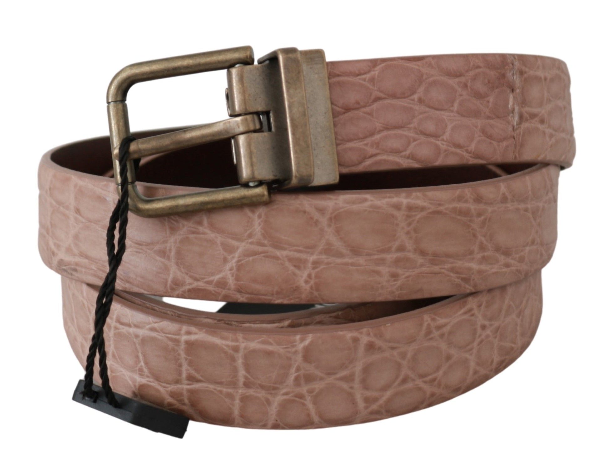 Dolce & Gabbana Beige Exotic Skin Gold Buckle Leather Belt Dolce & Gabbana