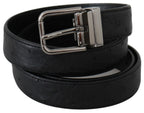 Dolce & Gabbana black exotic skin pattern belt with silver buckle, showcasing luxurious texture and stylish design.