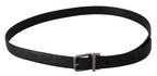 Dolce & Gabbana black exotic skin patterned silver buckle belt with luxurious leather and detailed design.
