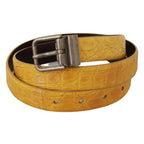Dolce & Gabbana Yellow Exotic Skin Leather Grey Buckle Belt