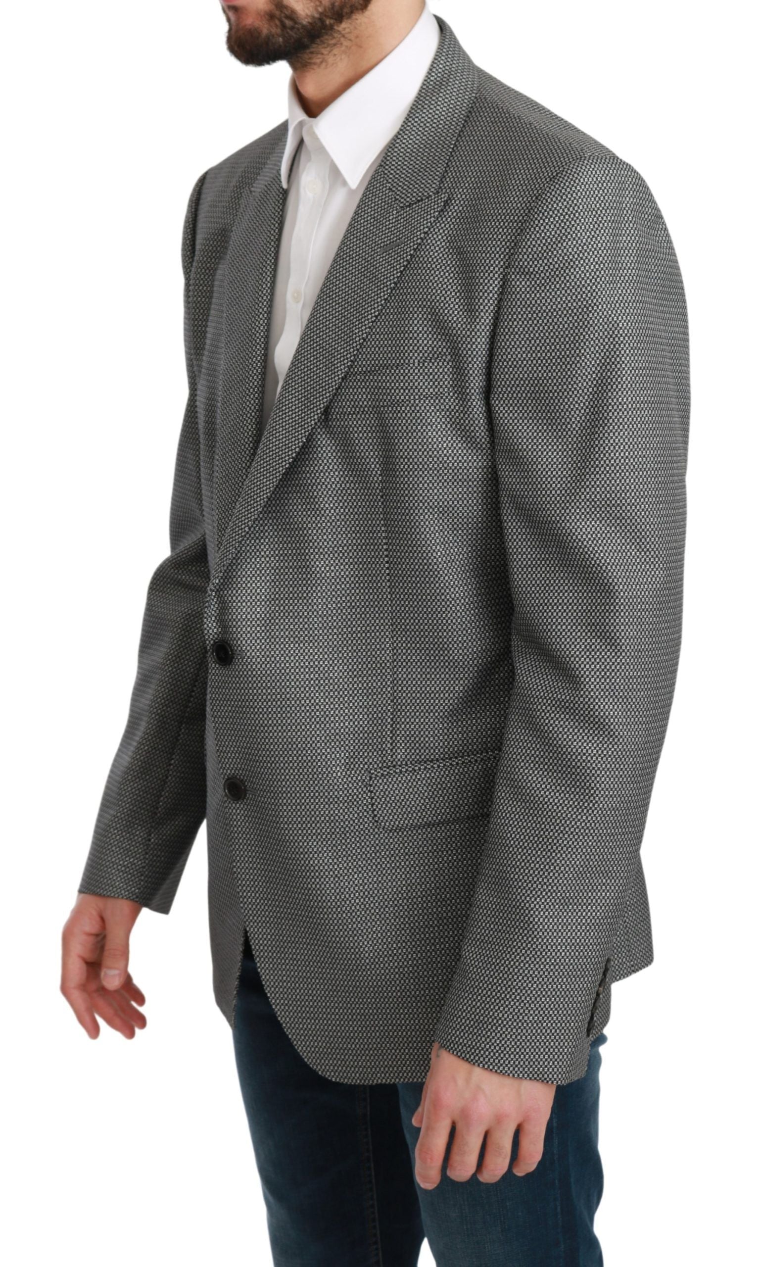 Dolce & Gabbana Gray Slim Fit Formal MARTINI Blazer Dolce & Gabbana