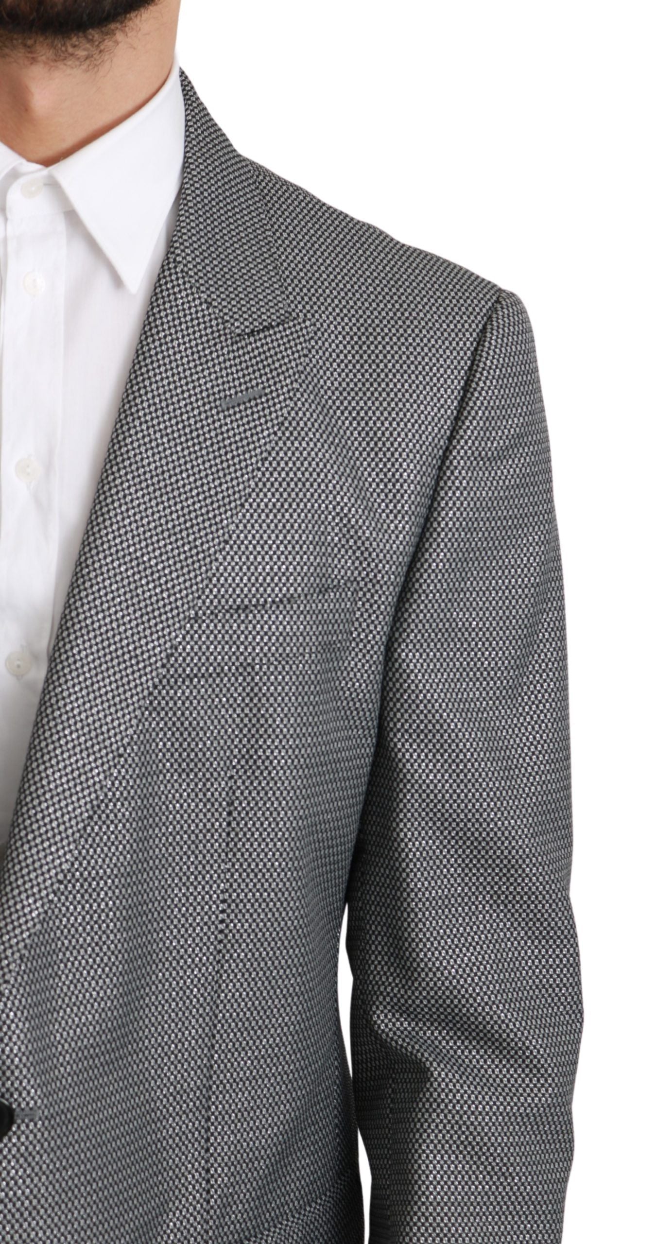 Dolce & Gabbana Gray Slim Fit Formal MARTINI Blazer Dolce & Gabbana