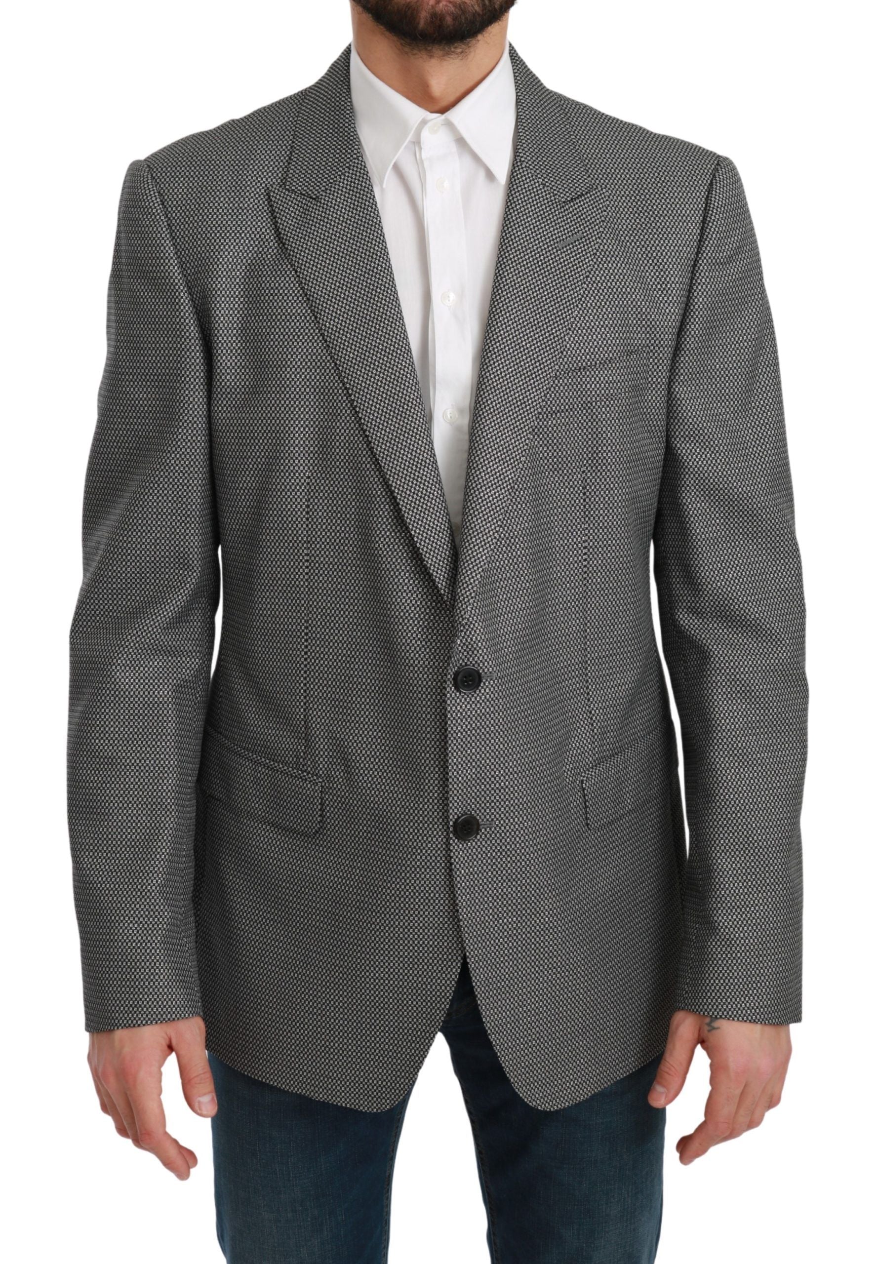 Dolce & Gabbana Gray Slim Fit Formal MARTINI Blazer Dolce & Gabbana