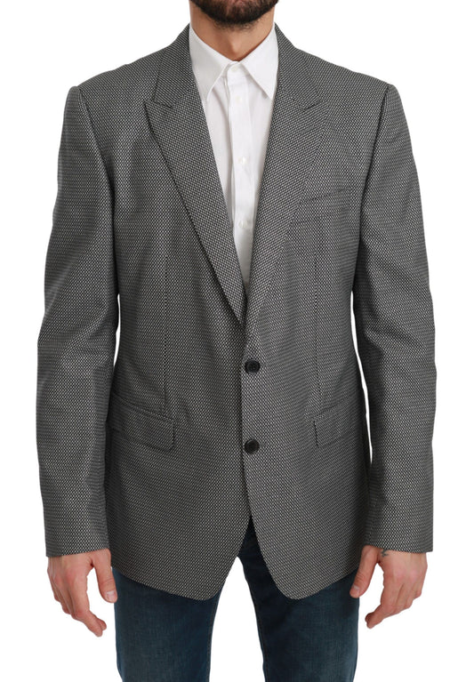 Dolce & Gabbana Gray Slim Fit Formal MARTINI Blazer Dolce & Gabbana