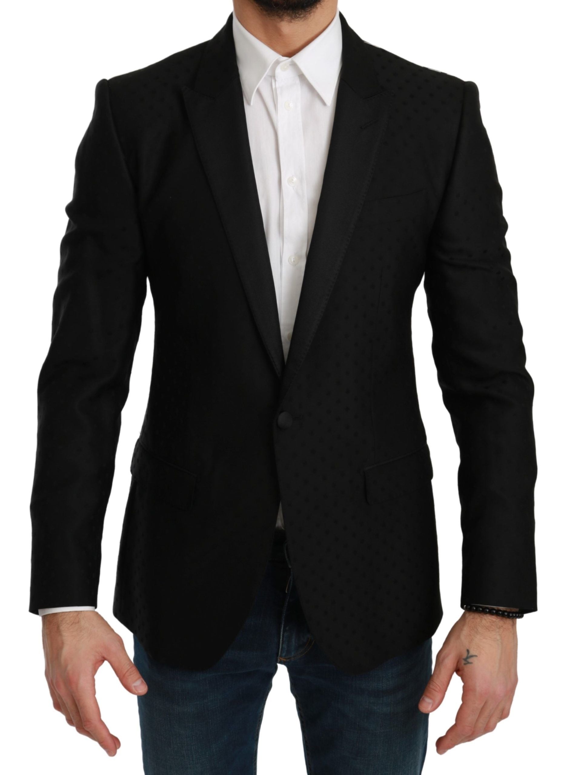 Dolce & Gabbana Black Slim Fit Coat Jacket MARTINI Blazer Dolce & Gabbana