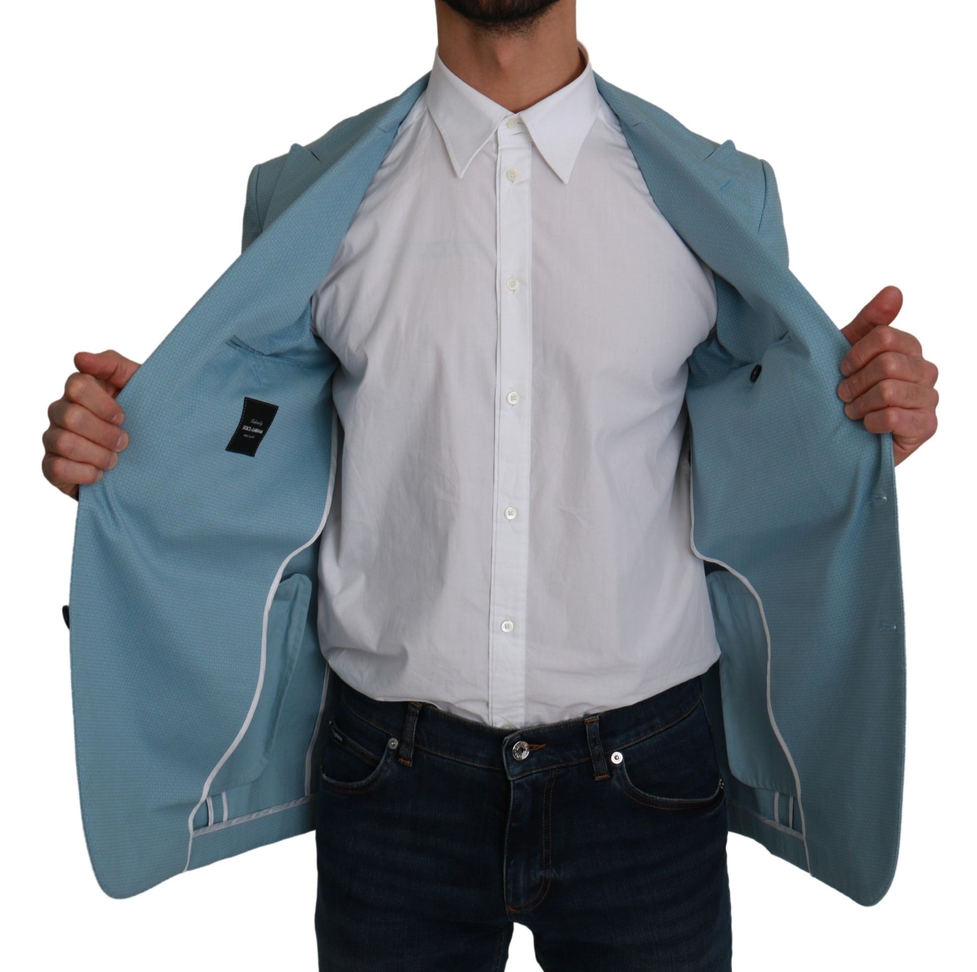 Dolce & Gabbana Blue Slim Fit Coat Jacket MARTINI Blazer Dolce & Gabbana